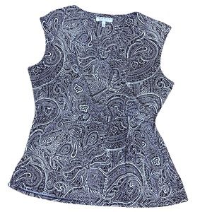 Chaus NY Black & White Faux Wrap Sleeveless Top L